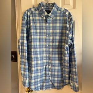 Men’s Vineyard Vines Button Down Blue Plaid Shirt Size Large